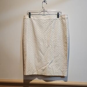 Ann Taylor Cream and Black Dotted Pencil Skirt